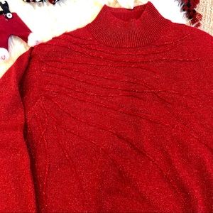 DRESSBARN Vintage Sparkle Knit Mock-neck Sweater